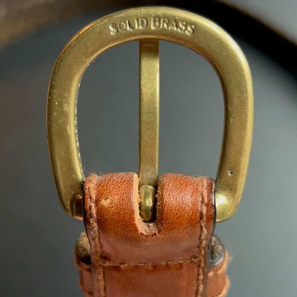 Vintage Women’s Leather Belt – Size 40 – Brown w/ Red Hues – Brass Buckle - Picture 4 of 5